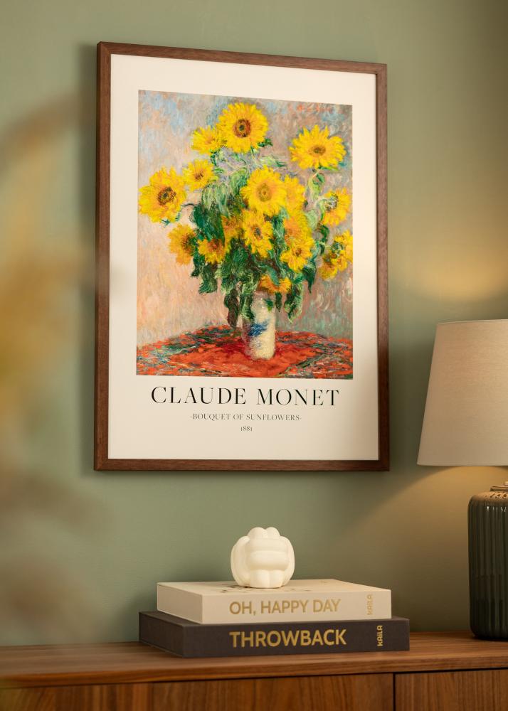 Kader Hermes Teak 60x90 cm - Passe-partout wäiss 50x75 cm