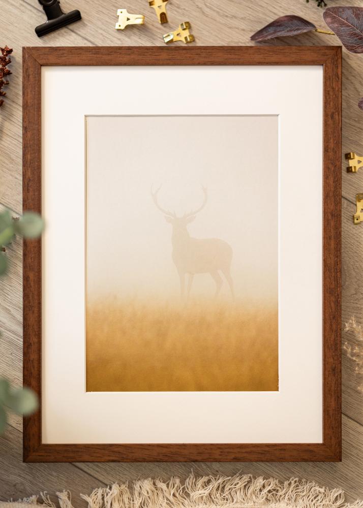 Kader Hermes Teak 60x90 cm - Passe-partout wäiss 50x75 cm