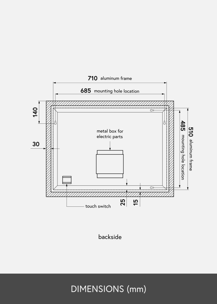 KAILA Miroir Wide LED 60x80 cm