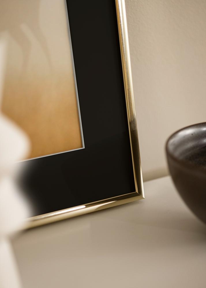 Cadre Aluminium Brillant Or 70x100 cm - Passe-partout Noir 62x85 cm