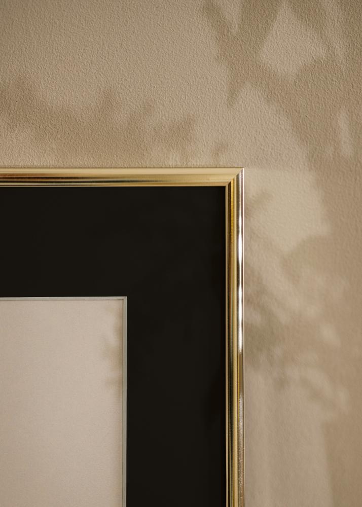 Cadre Aluminium Brillant Or 70x100 cm - Passe-partout Noir 62x85 cm