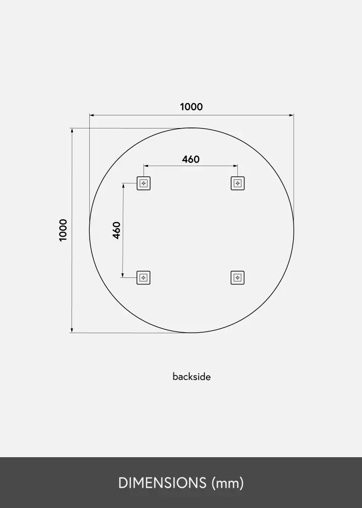 KAILA Miroir rond diamètre 100 cm