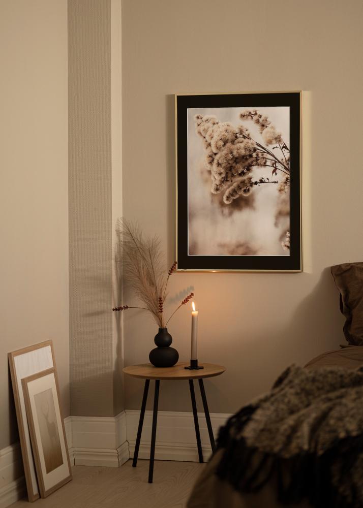 Cadre Aluminium Brillant Or 70x100 cm - Passe-partout Noir 62x85 cm