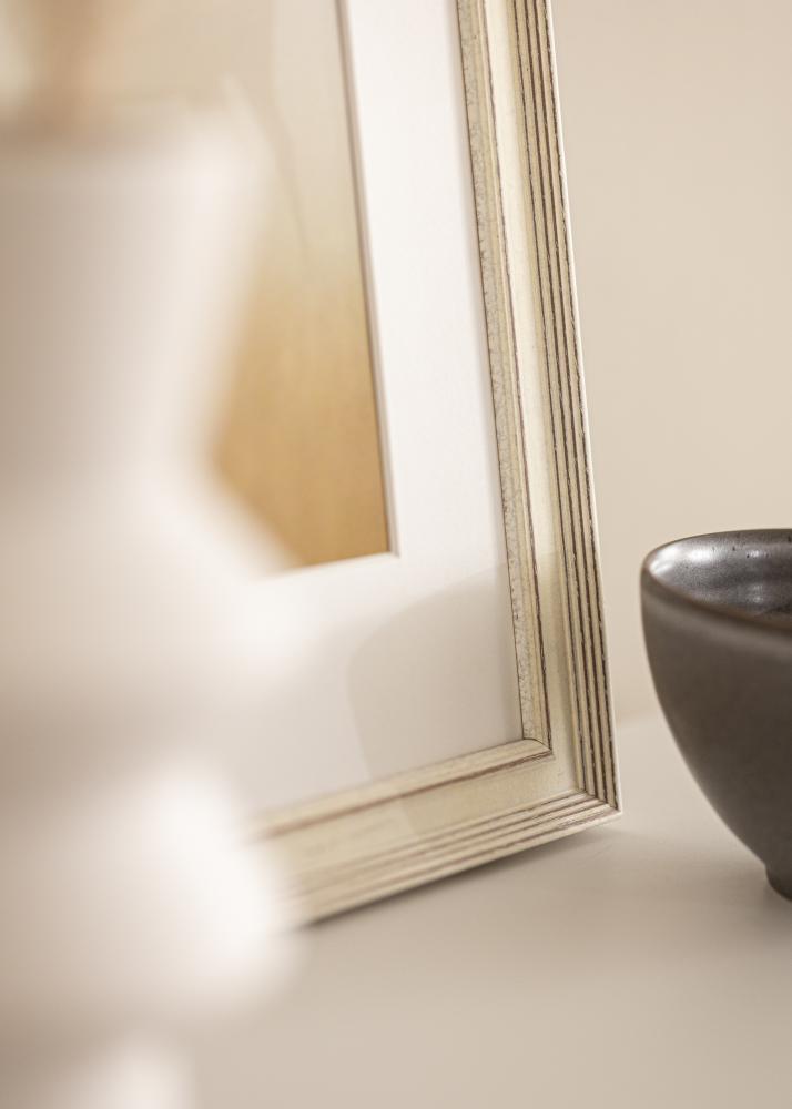 Cadre Shabby Chic Verre Acrylique Blanc 35x50 cm