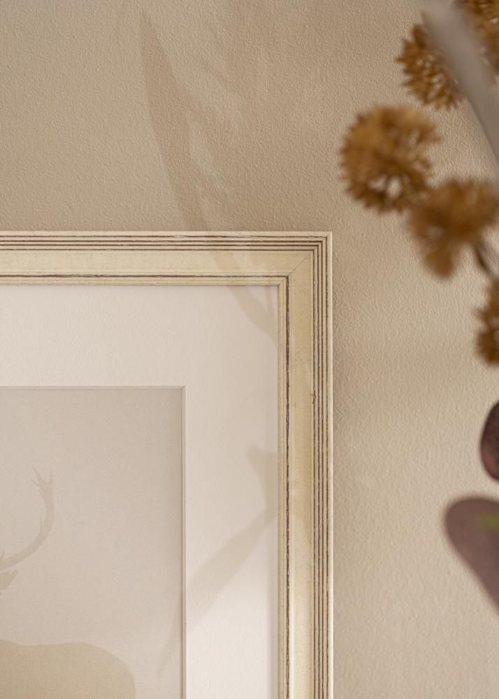 Cadre Shabby Chic Verre Acrylique Blanc 35x50 cm