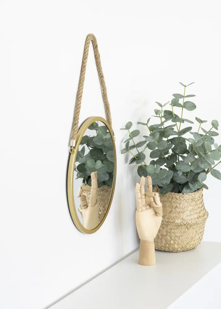 KAILA Miroir rond Rope - Or diamètre 30 cm
