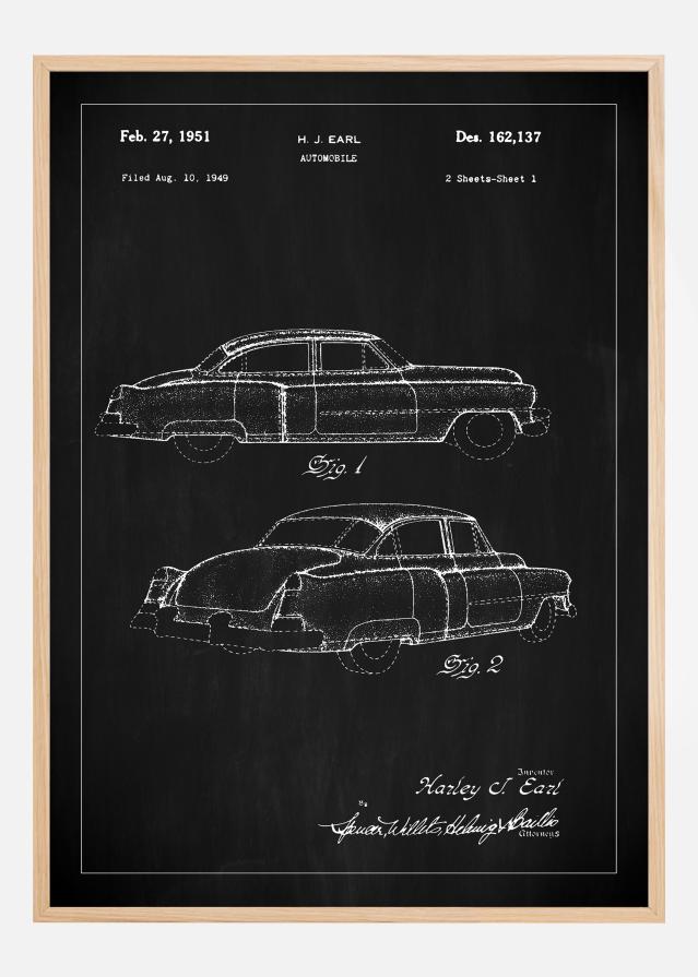 Dessin de brevet - Cadillac I - Noir Poster