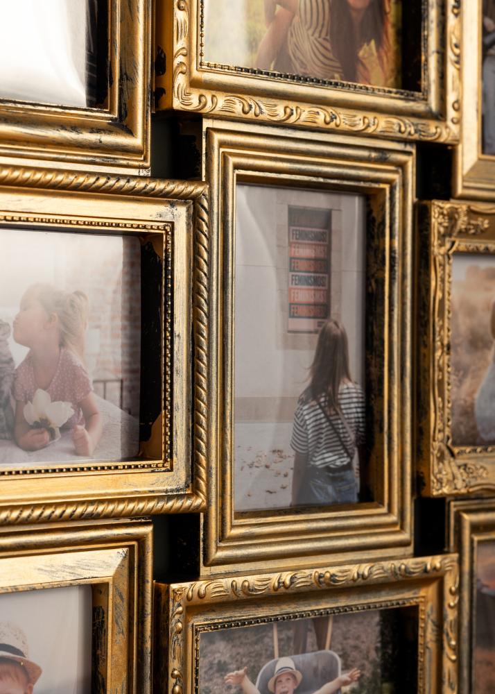 Retro Cadre collage Or Mat - 12 images