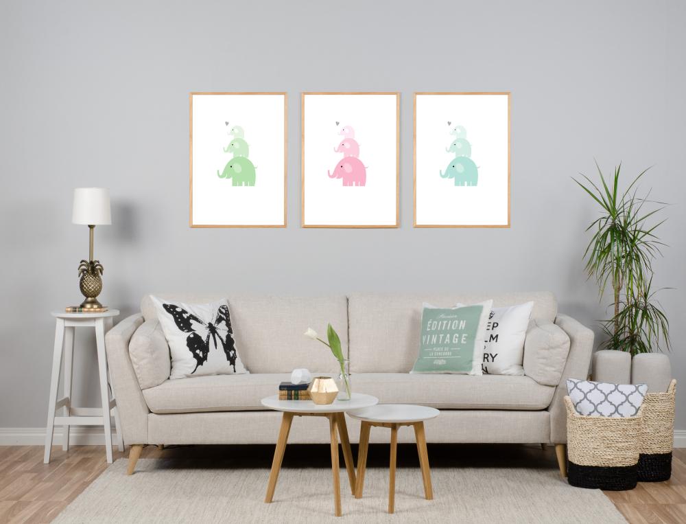 Éléphant Trio - Bleu glacial Poster