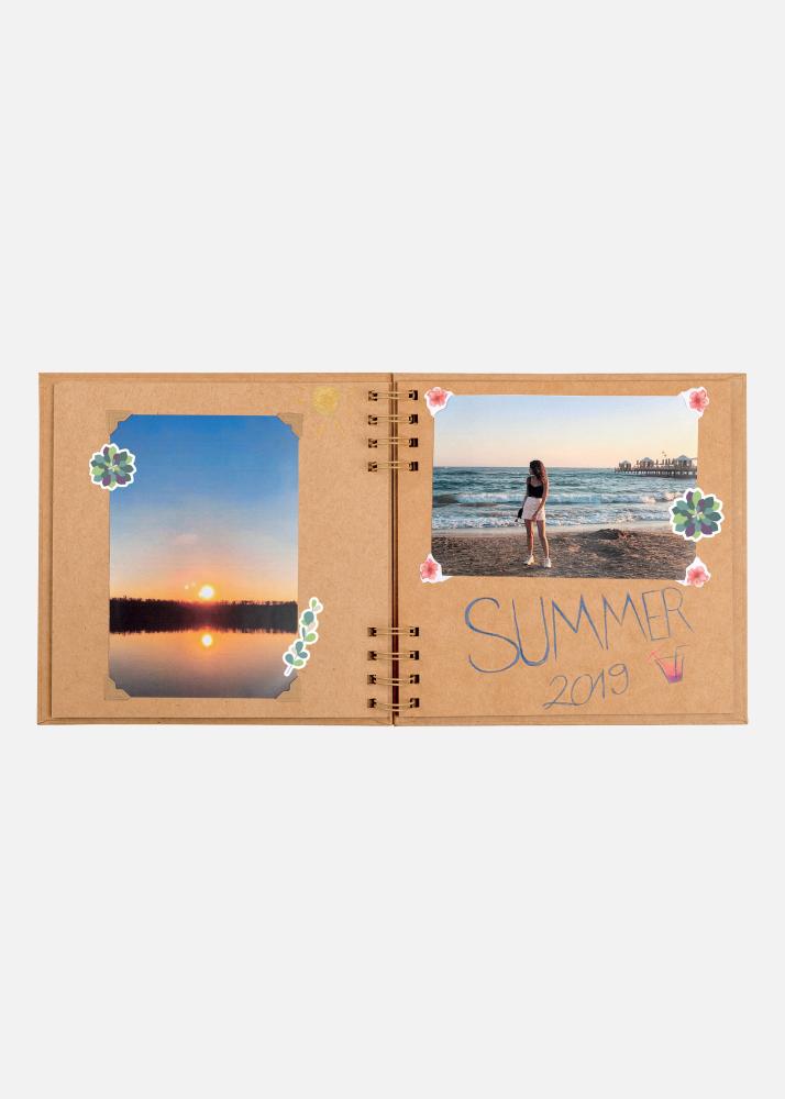 PAC Album à spirale Brun - 18x18 cm (30 Brong Säiten / 15 Feuilles)