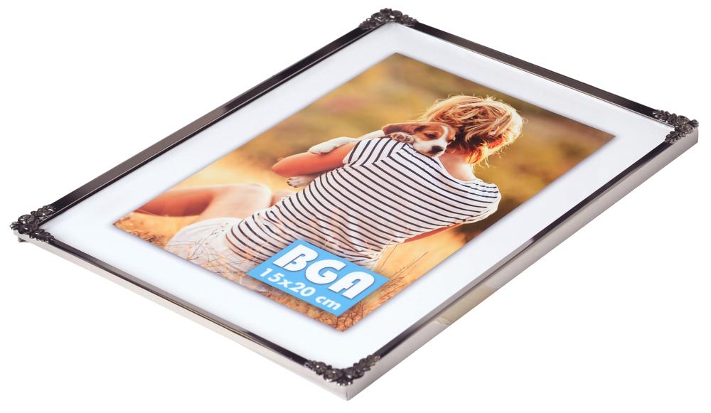 Cadre Roses Métal Argent 20x25 cm