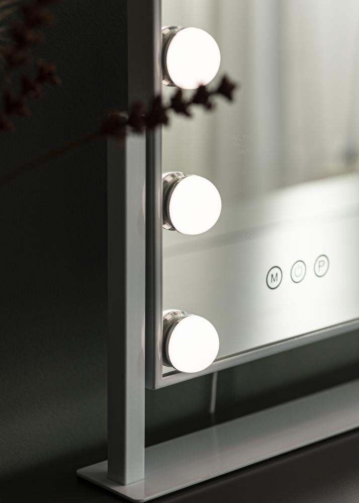 KAILA Miroir de maquillage Hollywood 9 Blanc 25x30 cm