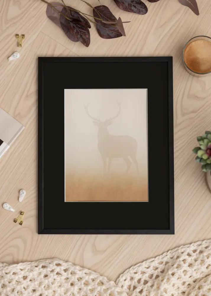 Cadre Galant Noir 50x60 cm - Passe-partout Noir 37x46 cm