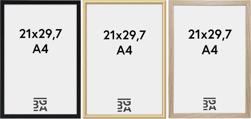 Cadre noir pour A4, cadre en or pour A4, cadre en bois pour A4