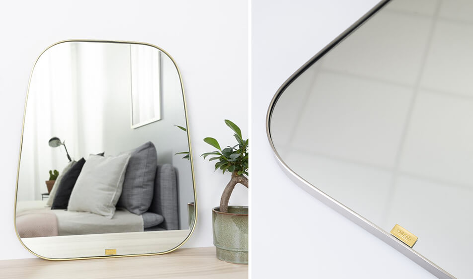 Miroir en laiton de forme unique - miroir en métal de forme originale