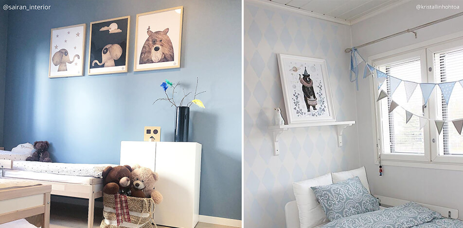 Décoration de chambre d'enfant - posters avec éléphant et ours