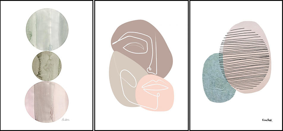 3 posters aux prints graphiques - art abstrait